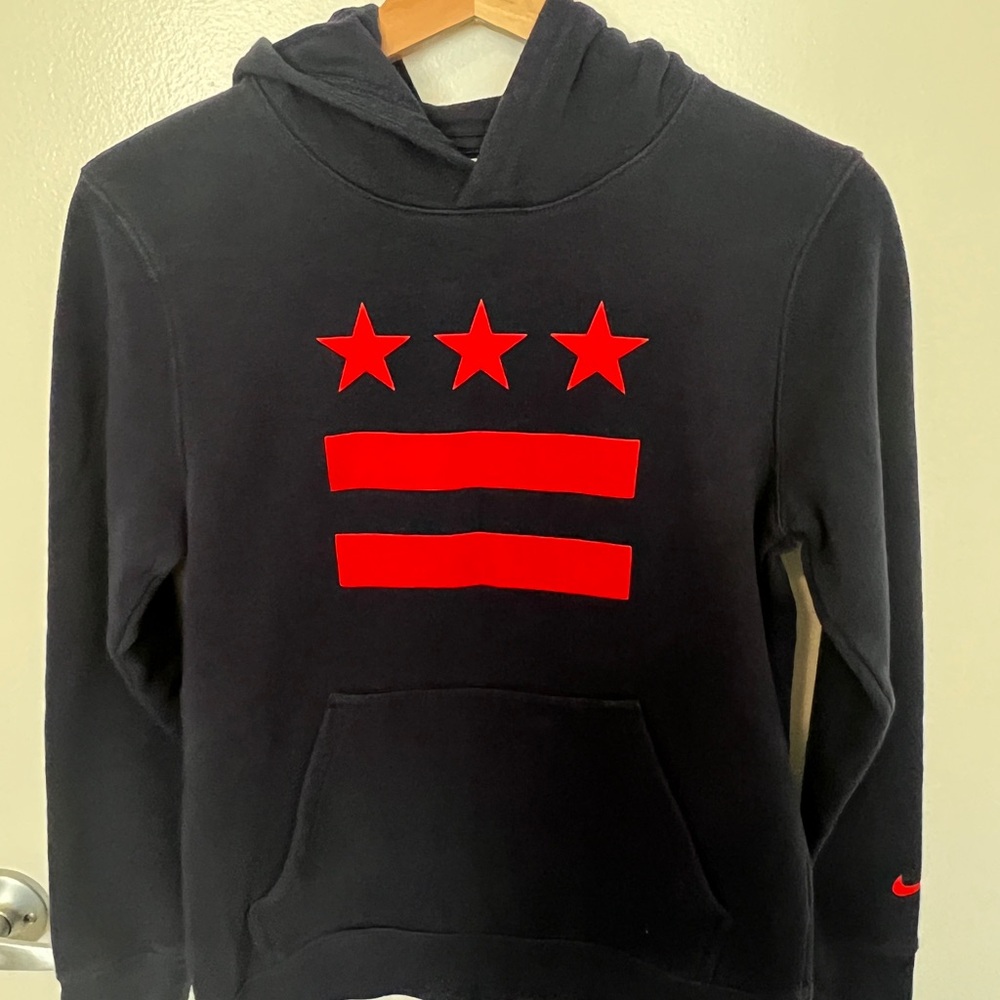Nike Black Hoodie with Red Stars and Stripes